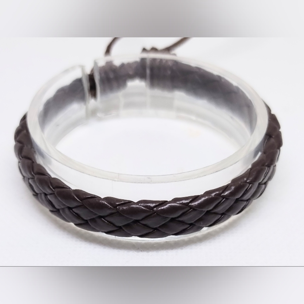 Men's Bracelet Leather‎ Braided Brown New f40